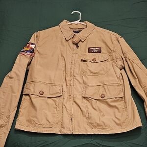Polo by Ralph Lauren Men's Tan U.S. Airforce Jacket With Back Logo